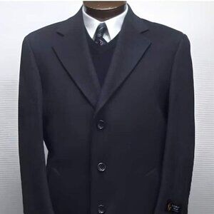 45 Inch Dark Charcoal Gray classic model features button front Wool men's Overco